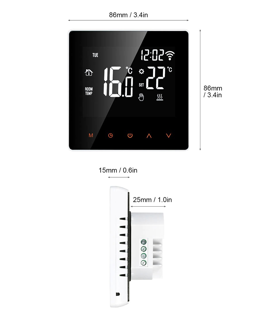 Thermostat WiFi pour plancher chauffant ou radiateur électrique compatible  app smartphone Tuya Smart Life, Alexa, Google Home 